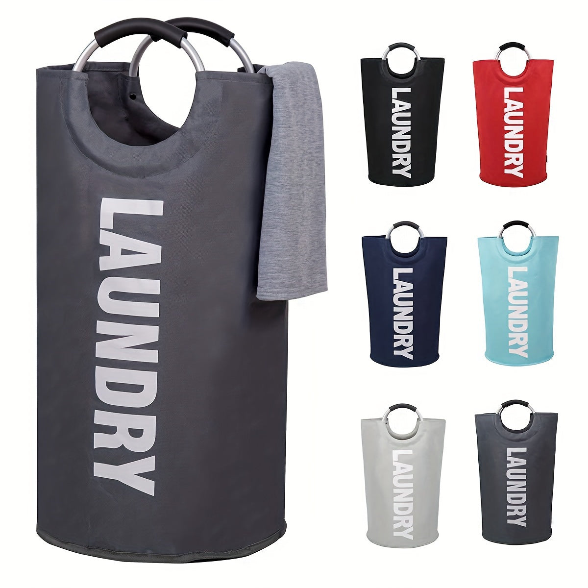 90L Extra-Large Waterproof Laundry Hamper with Padded Handles - Foldable, Multi-Purpose Storage Basket for Bathroom, Laundry Room, Balcony & Dorm Organization - Black, Cushion Storage Bags