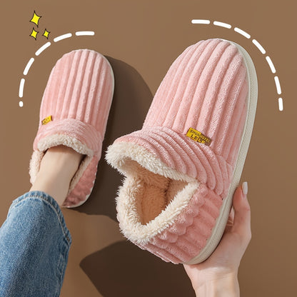 Elegant All-Season Slip-On House Shoes, Cozy Fabric Upper with EVA Sole and Plush Lining, Warm Indoor Footwear for Couples, Seasonal Comfort Wear|Elegant Slipper Design|Cushioned EVA Sole, Cute Shoes