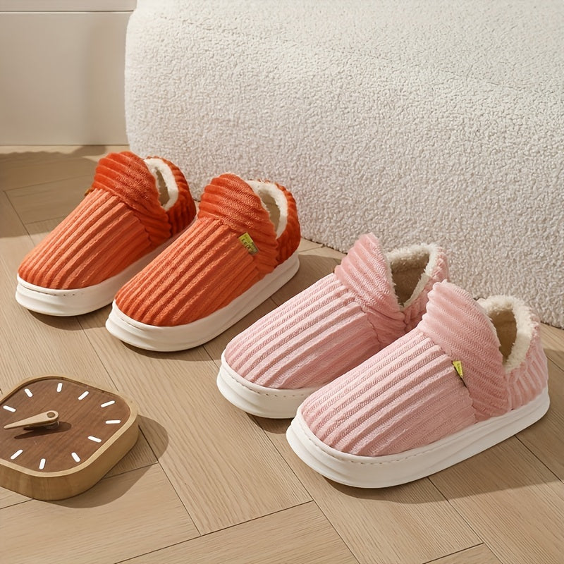 Elegant All-Season Slip-On House Shoes, Cozy Fabric Upper with EVA Sole and Plush Lining, Warm Indoor Footwear for Couples, Seasonal Comfort Wear|Elegant Slipper Design|Cushioned EVA Sole, Cute Shoes