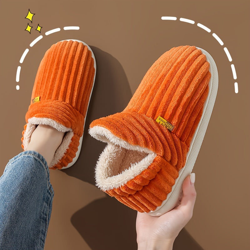 Elegant All-Season Slip-On House Shoes, Cozy Fabric Upper with EVA Sole and Plush Lining, Warm Indoor Footwear for Couples, Seasonal Comfort Wear|Elegant Slipper Design|Cushioned EVA Sole, Cute Shoes