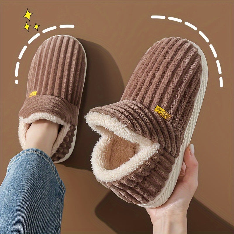 Elegant All-Season Slip-On House Shoes, Cozy Fabric Upper with EVA Sole and Plush Lining, Warm Indoor Footwear for Couples, Seasonal Comfort Wear|Elegant Slipper Design|Cushioned EVA Sole, Cute Shoes